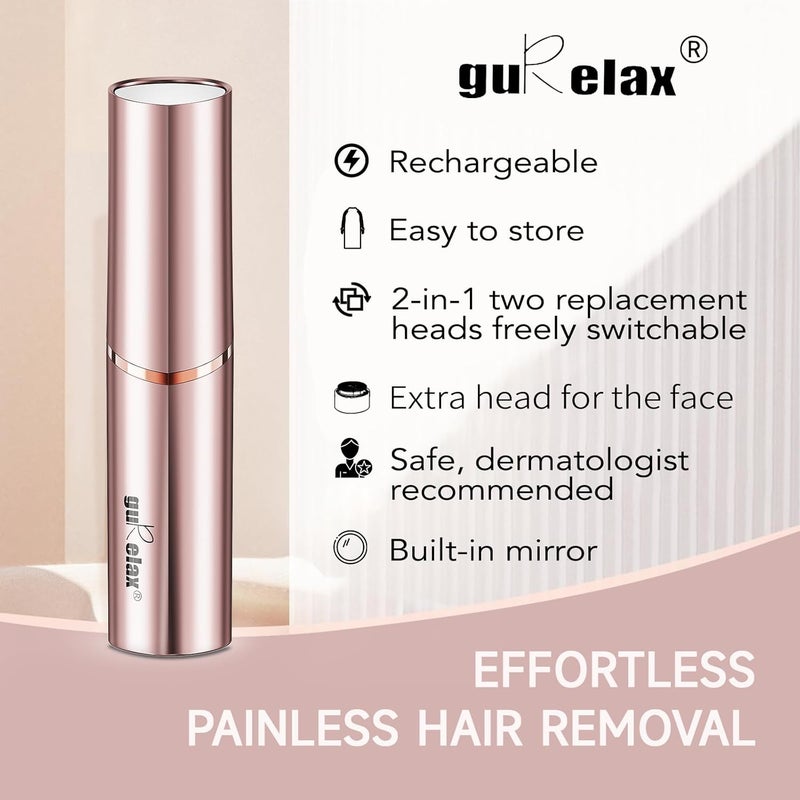 gurelax Facial Hair Remover for Women(Gen 3 Pro), Eyebrow Facial Trimmer, Luxury 2 in1 Hair Removal Device for Face, Lip, Nose, with Replacement Heads - Image 2
